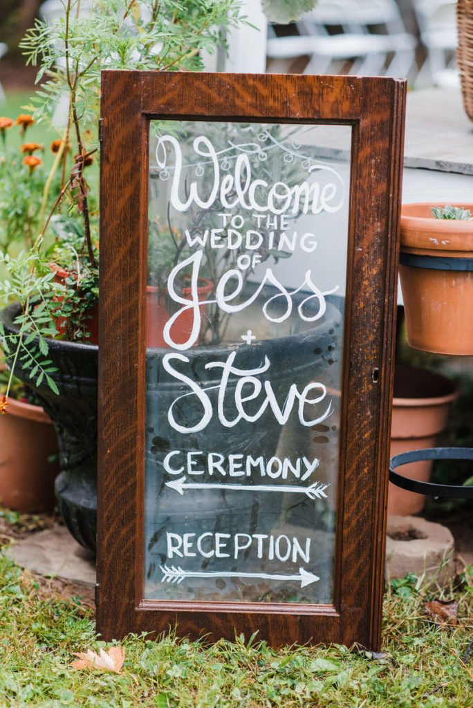 Backyard wedding welcome sign