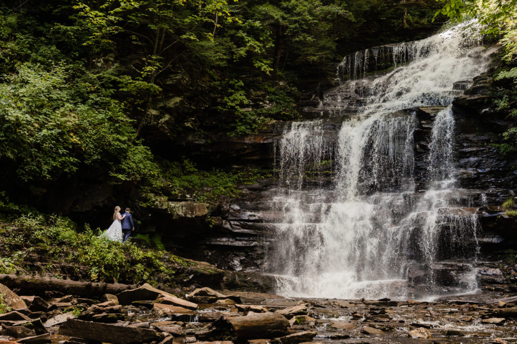 Waterfall hiking elopement